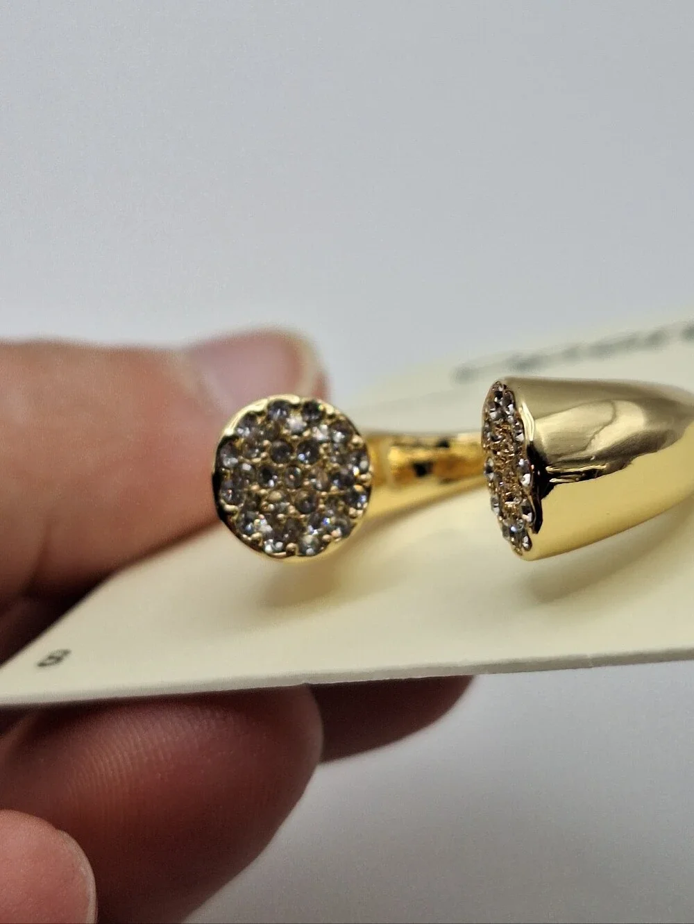 NWT Open Edit Pave Edge Open Ring Gold Clear Crystal Size 8
